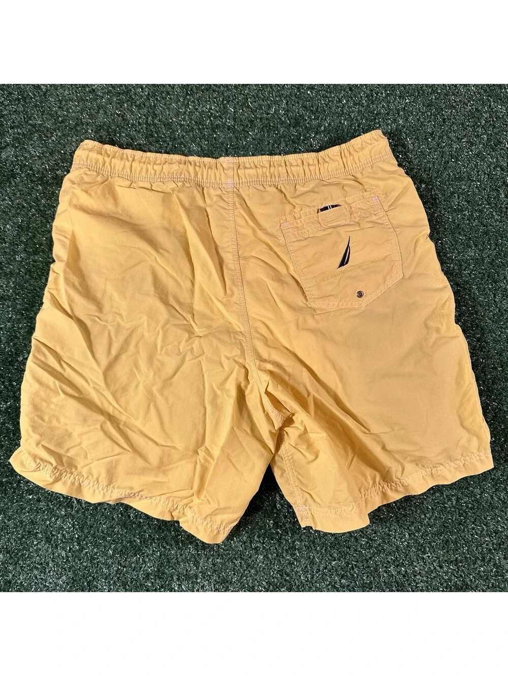 Y2K Nautica Swim Trunks Men Bathing Suit Shorts Size Medium Yellow Drawstrings